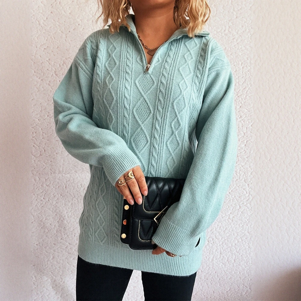 

Осенне-зимний свитер с длинным рукавом и круглым вырезом, удобный для женщин, модный приталенный трикотаж, дизайн с прямыми рукавами