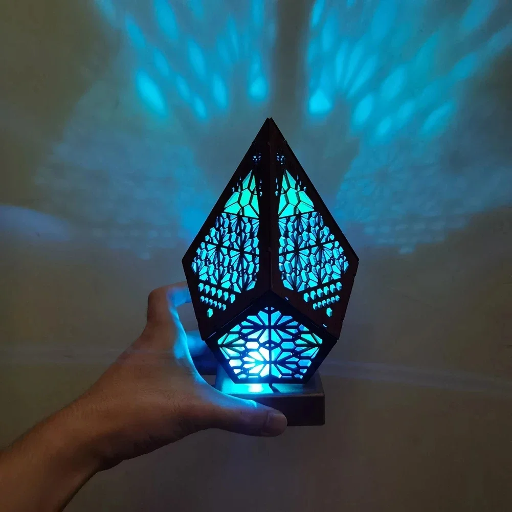Decoration Creative Polar Star Large Floor Lamp Bohemian Starry Sky LED Diamond Hollow Room Decoration Wood Carving