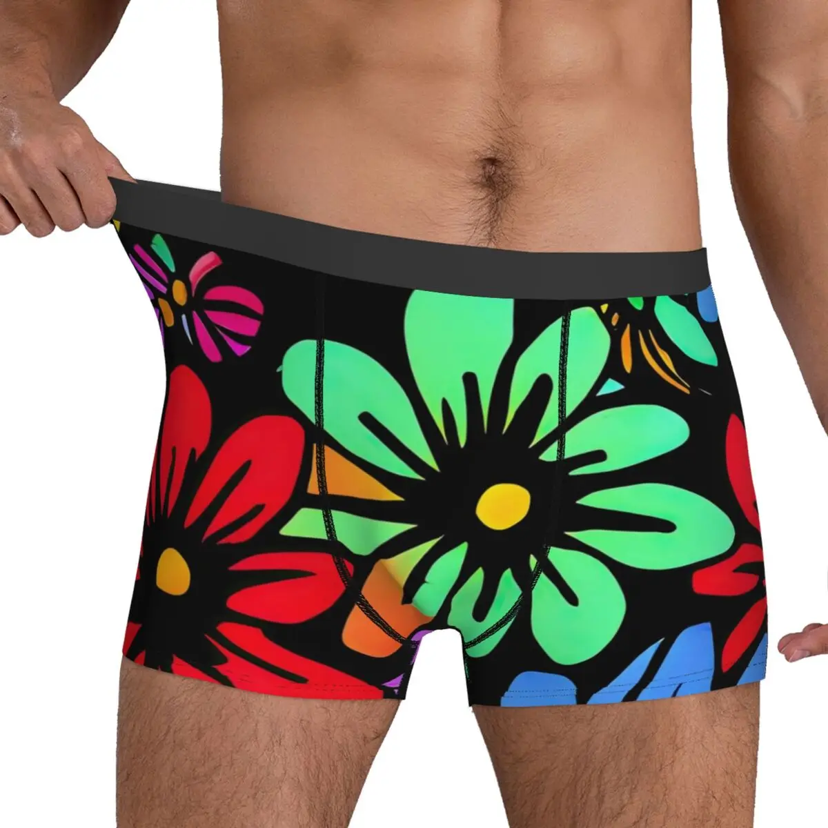 Colorful Floral Underwear Hawaiian Flower Power Pouch Hot Boxershorts Customs Boxer Brief Comfortable Men Underpants Large Size