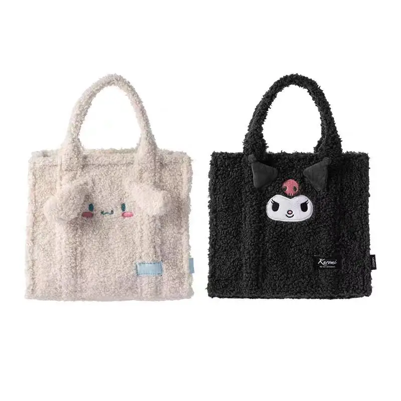 Bolso de mano de felpa MINISO Sanrio Kulomi, bolso de hombro para perro canela, bolso bonito para niña