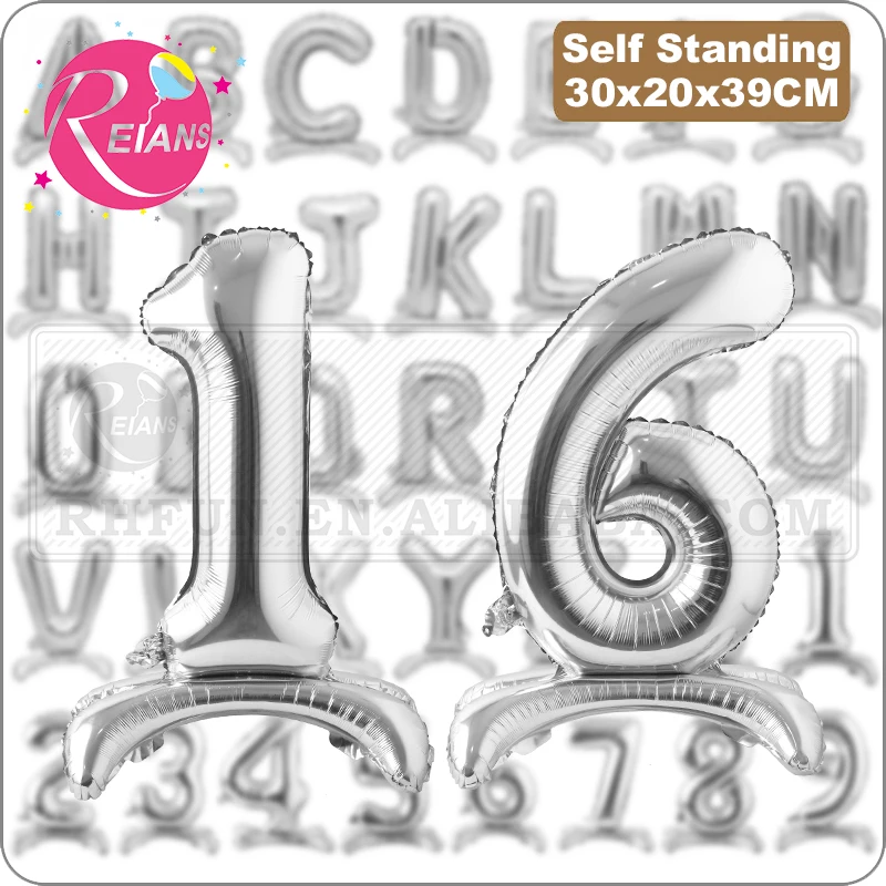 16 Inch Standing Silver Alphabet Letter Foil Balloons Birthday Party Decorations Kids Balloons New Year Wedding Party Decoration