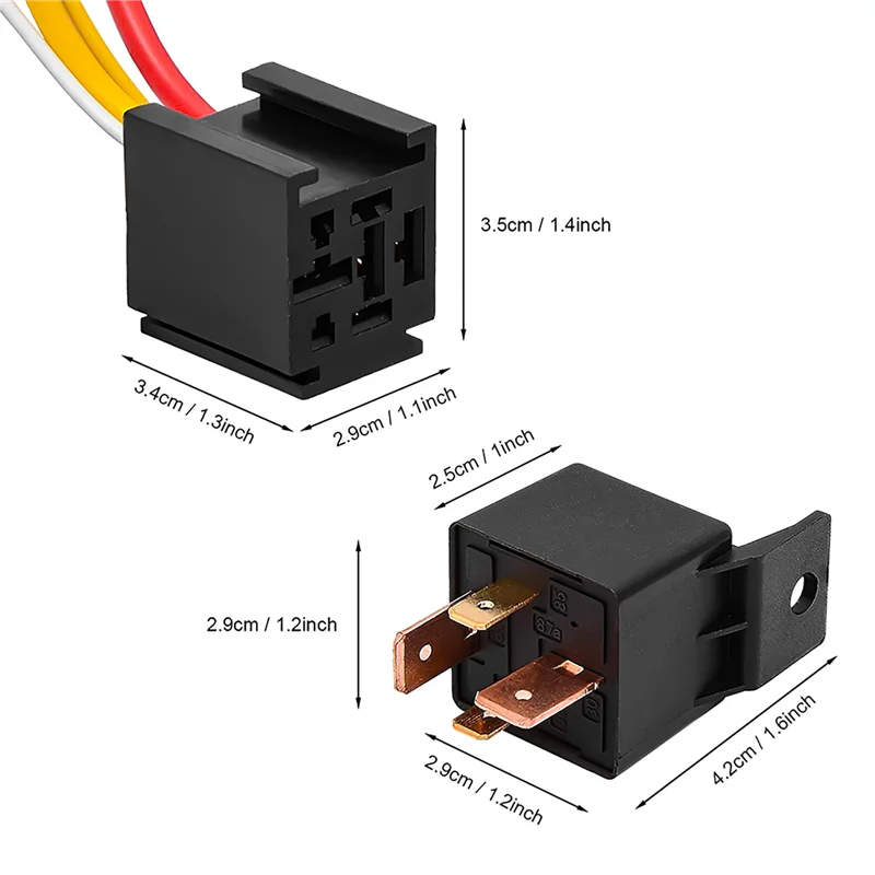 4-Pin Relay with Harness Truck Motor Heavy Duty 80A On/Off Normally Open SPST Relay Socket Plug JD2912-1H-12VDC 14VDC