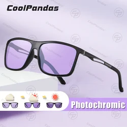 2026 Square Classic Retro Women Sunglasses Photochromic Polarized Tinted Purple lens Sun Glasses Men Eyewear Anti-glare UV400