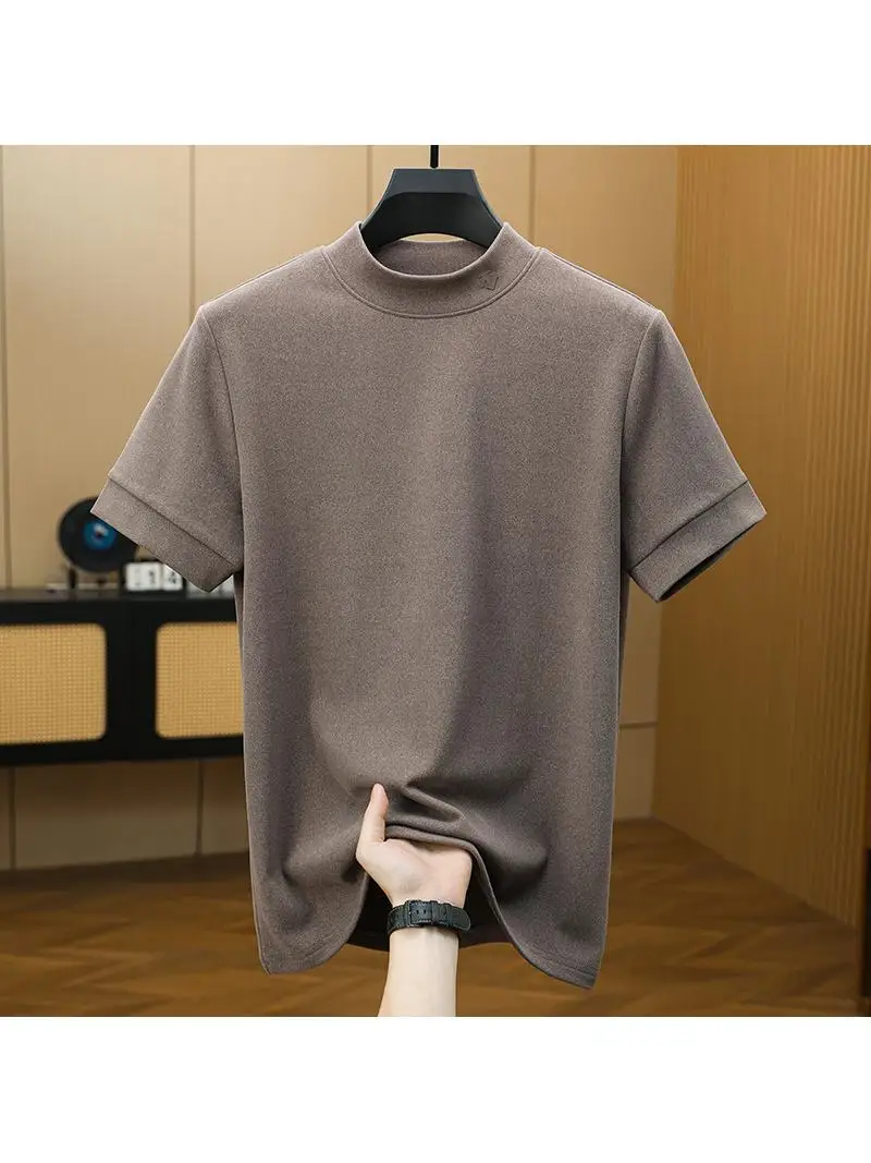 

2025 Autumn Season Men's aphene f High Collar Warm ort Sve Base irt Double Sided Velvet Color Inner Wear T-...