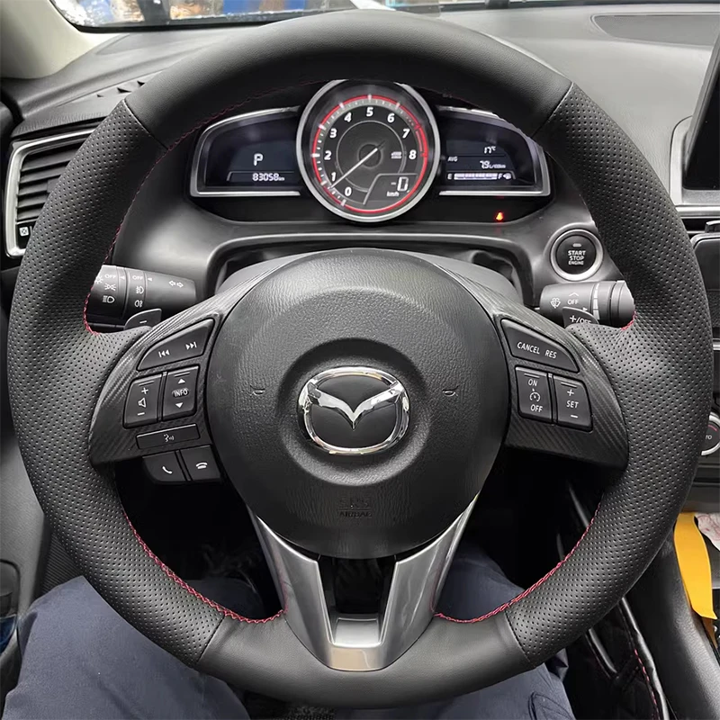 

Hand-sewn Car Steering Wheel Cover for Mazda 3 CX-5 CX5 Atenza CX-3 Scion iA 2016 Genuine Leather Braid Car Accessories