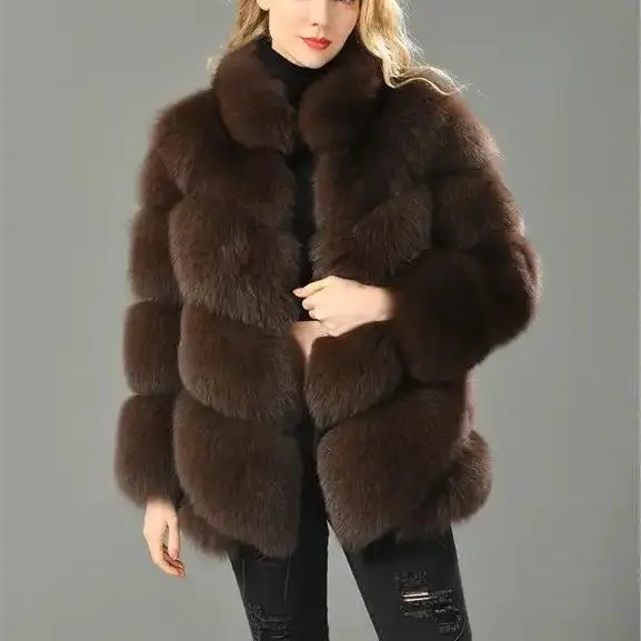 Hot Sale Leather and fur integrated fashion new fox fur coat for women's real fur versatile, slim fitting, warm and medium lengt