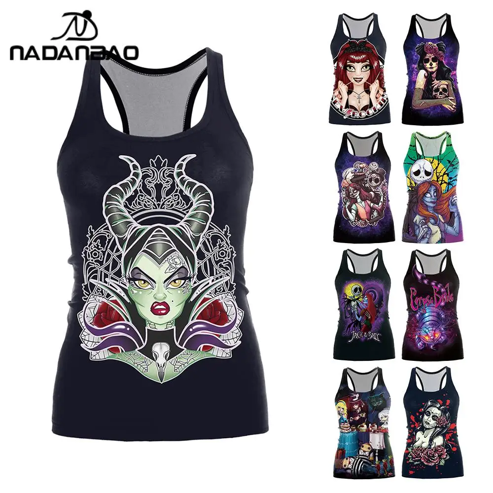 NADANBAO Halloween 3D Print Stripe Spiral Tank Tops Women Funny Black And White Non-Sleeved Tank Tops Comfort Casual Clothing