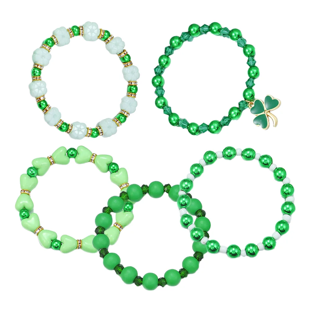 

5 Pcs Wrist Band Bracelet for Gift Bead Patrick's Day Party Favors Chic Chain Green Women Wristband Miss