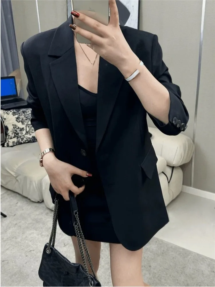 2025 Summer New Women's Korean Vintage Blazer A-Line Mini Skirt Fashionable Versatile Two-Piece Set
