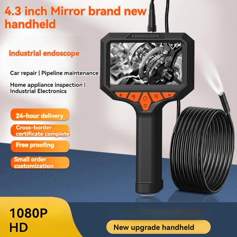 

New 4.3 inch IPS screen 1080P HD 8MM industrial endoscope car pipeline handheld camera Pipe Inspection Borescope