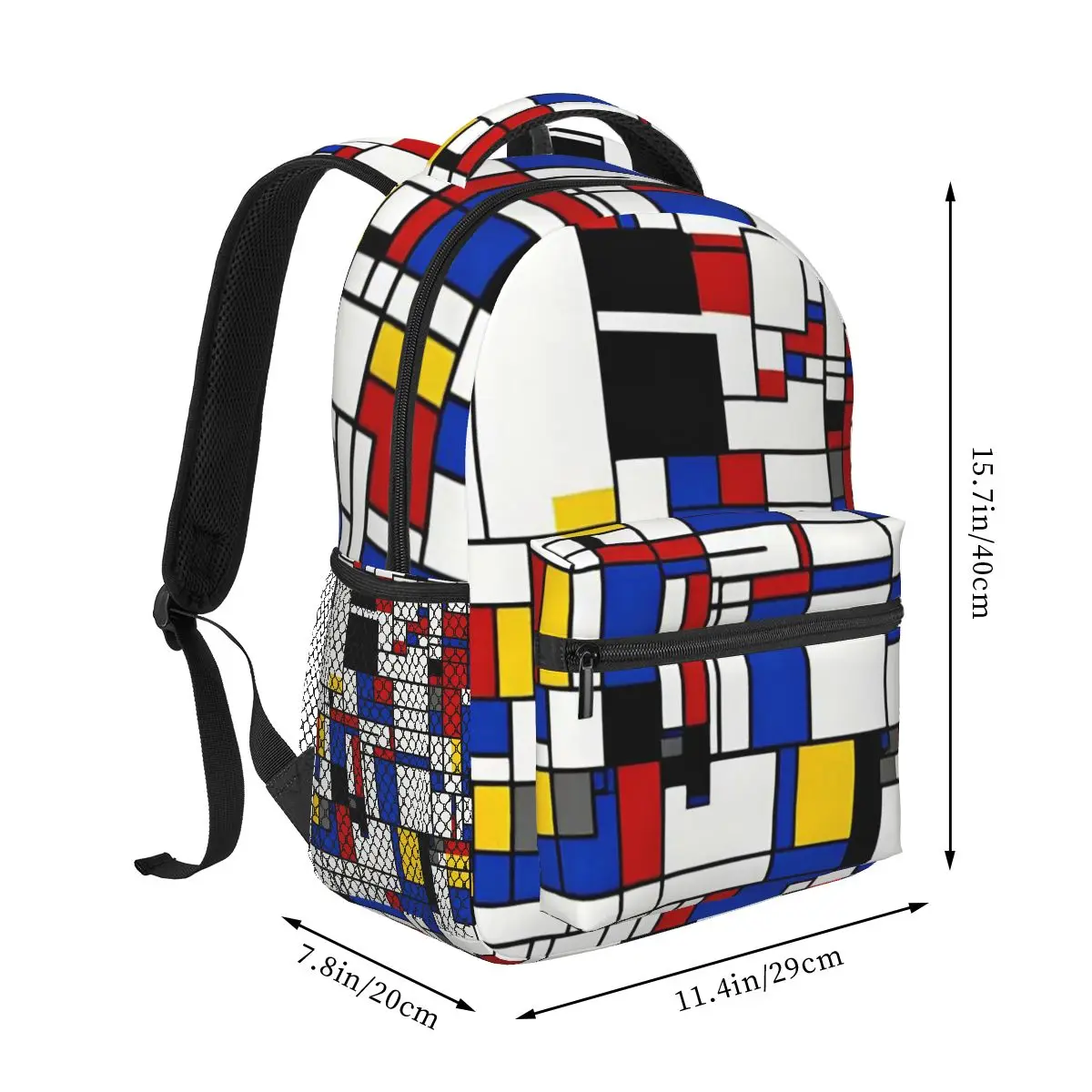 Piet Mondrian Student Backpack School Bag Hiking Travel Daypack for Boys Girls Fashion Bookbag Shoulder Bags