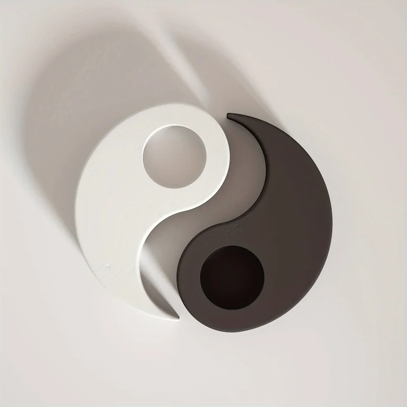 Black & White Aromatherapy Candle Holder, Minimalist Yin-Yang Design, Home Decor Ornament for Tea Room & SPA Room, Elevate Space