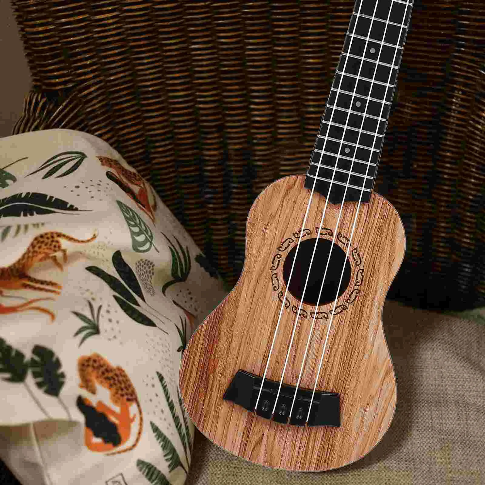 Classic Ukulele Toy Musical Instruments Toddler Guitar Girl Beige Wood Children’s Toys