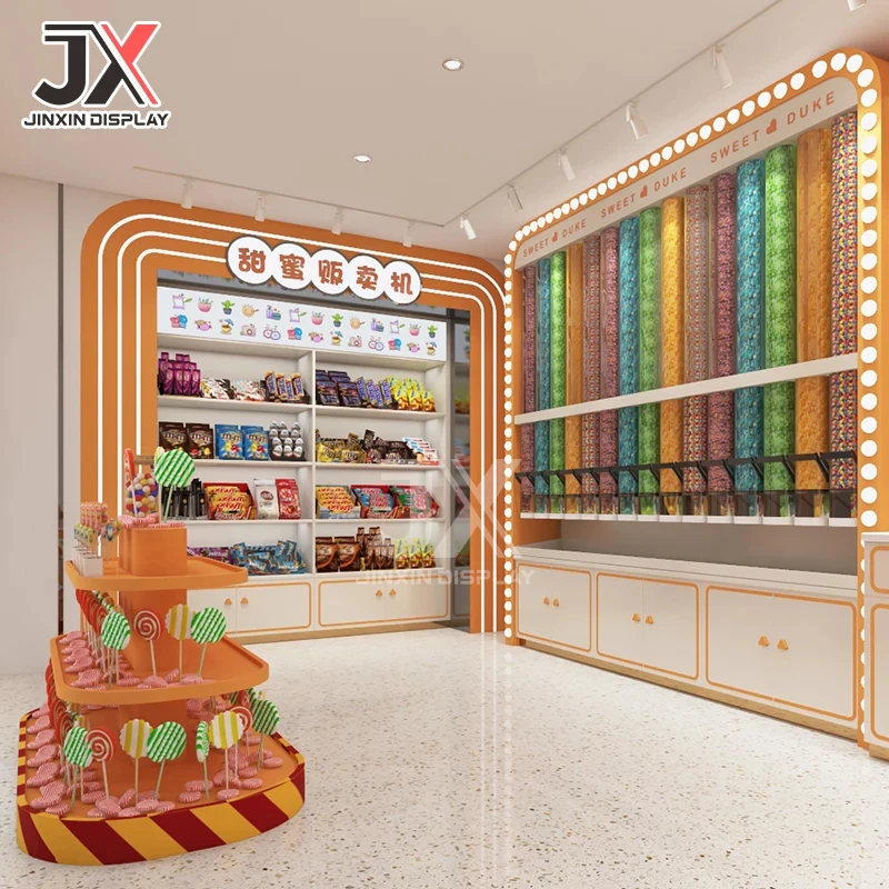 Picture 5: custom.Store Counter Design Customizable LED Rectangular Retail Display Cabinet Candy Dried Fruit Chocolate Snacks