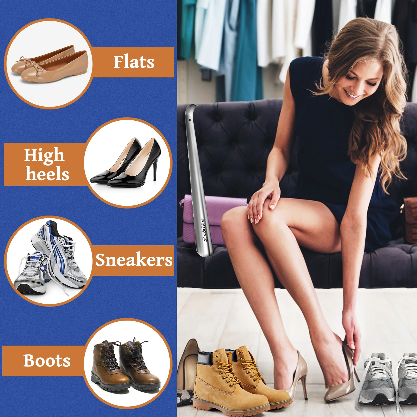 42 سنتيمتر الفولاذ المقاوم للصدأ لبيسة الحذاء المهنية أبواق الأحذية سهلة التعامل مع الأحذية المعدنية النازع كسول حذاء مساعد إكسسوارات الأحذية #4