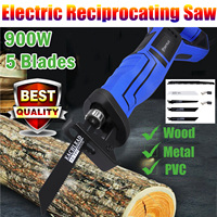 Reciprocating Saw 900W with 5 Blades, 2800 RPM Variable Speed Corded Electric Sabre Saw, 28mm Stroke Length, for Wood PVC Metal