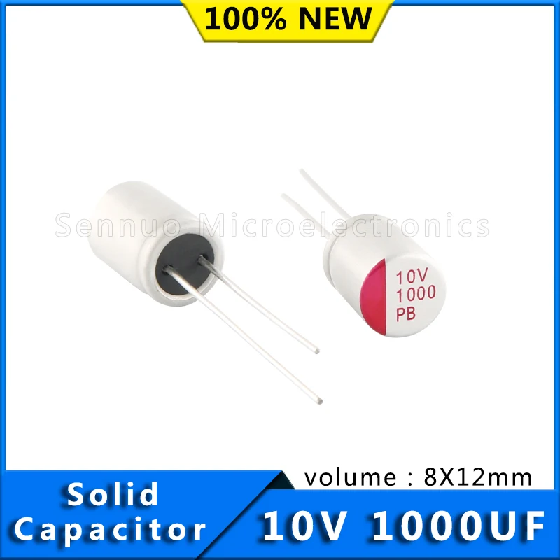 10pcs New solid capacitor 1000uf 10V Capacitors 8x12 Aluminum Electrolytic Capacitors 1000uf 10v In-Line Solid State Capacitors