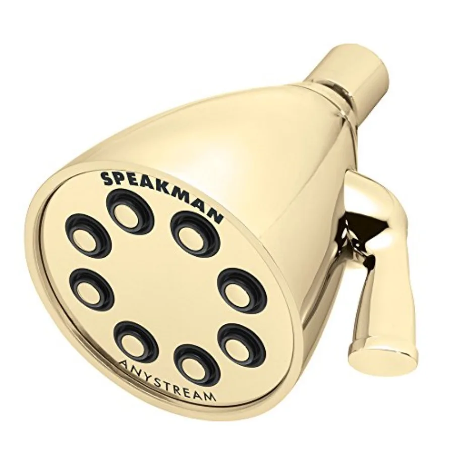 High Pressure Adjustable Solid Brass Shower Head for Any Stream Applications, Polished Brass Finish, Corrosion-Resistant and Pr