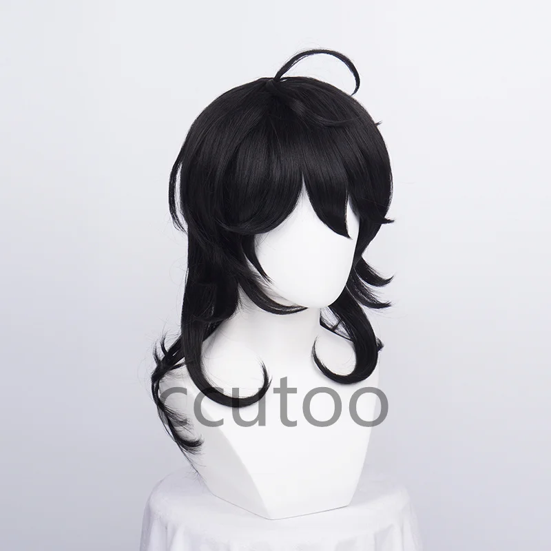 Ensemble Stars Sakuma Rei Short Black Cosplay Wig Halloween Party Heat Resistant Hair Cosplay Costume Wigs + Free Wig Cap