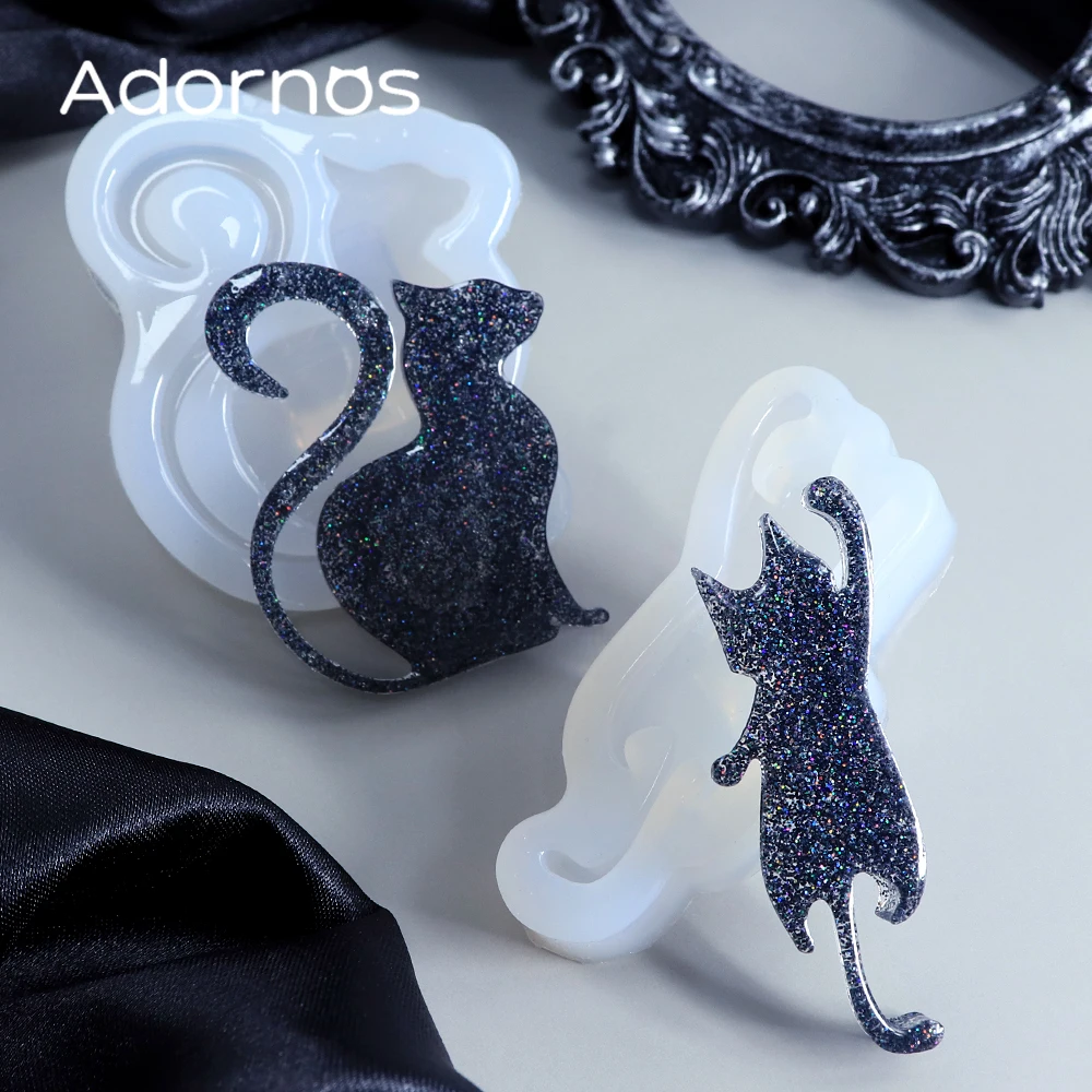 

1Pc DIY Halloween Kitten Epoxy Resin Molds Cute Cats Silicone Mold Resin Keychains Making Accessories Halloween Gifts Handmade