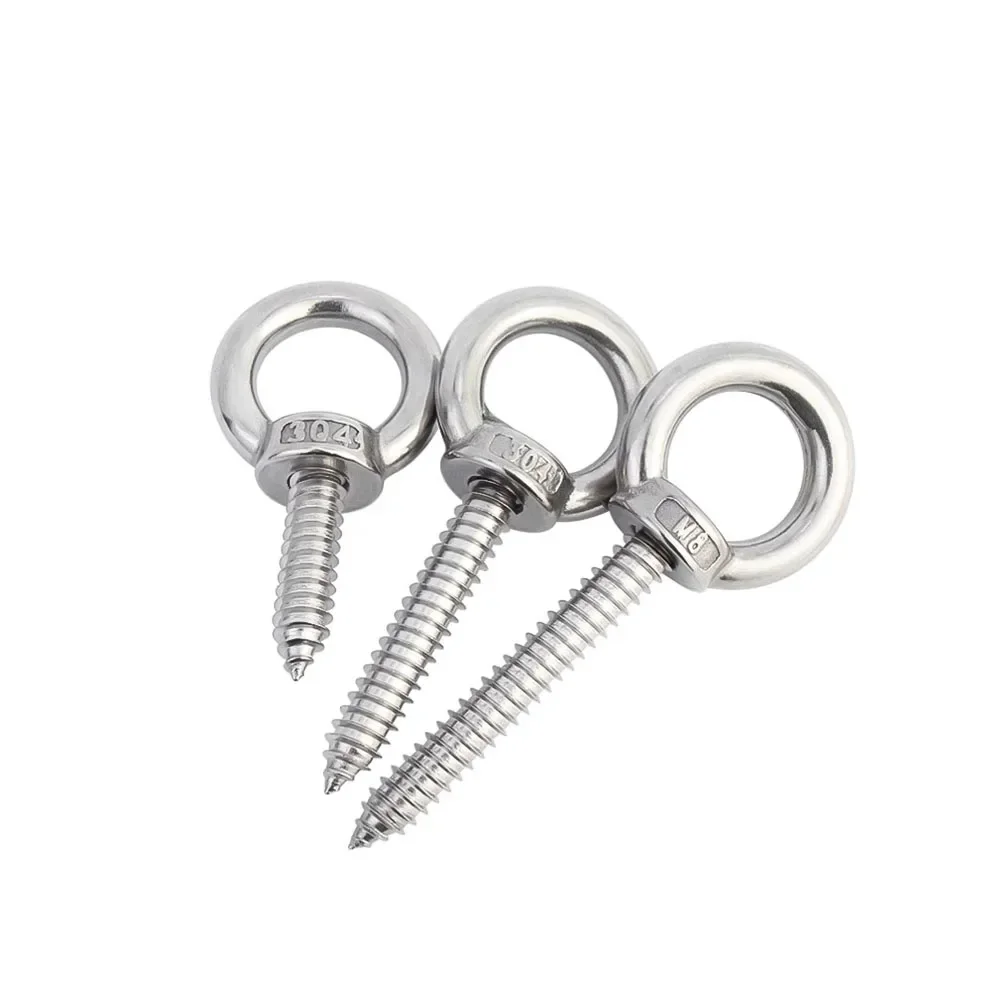 1PCS 304 Stainless Steel Lifting Eye Round Ring Self Tapping Wood Screws M4 M5 M6 M8 M10 M12 Eyebolt Self Tapping