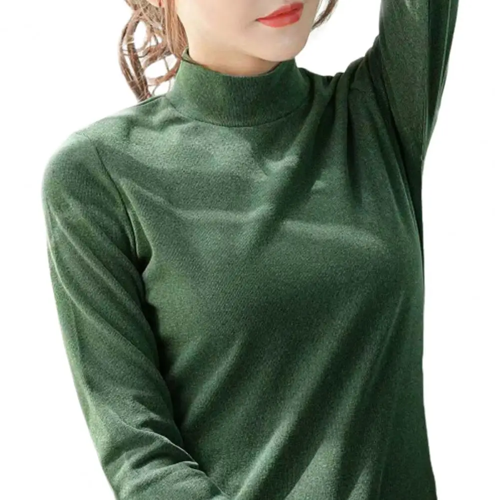 Half-high Collar Top Cozy Stylish Women's Winter Pullover Warm Windproof Half-high Collar Neck Protection Slim Fit Bottoming