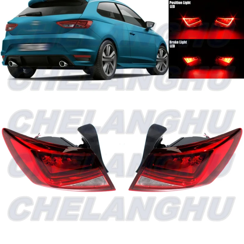 LED Tail Light For SEAT LEON Hatchback/SC Coupe 2013 2014 2015 2016 Pair Left+Right Outer Side Rear Lamp Brake Light