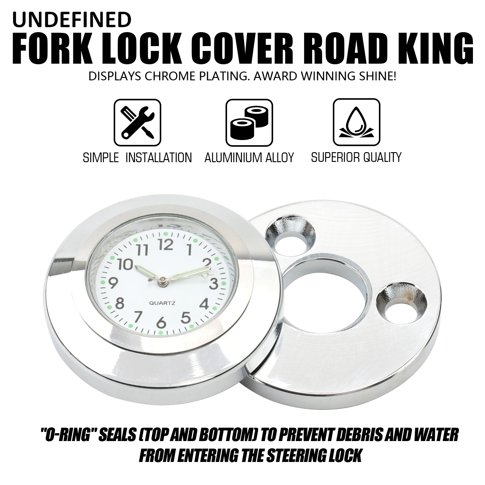 Fork Lock Clock Cover For Harley Road King FLHR/I FLHRC/I FLHRSE 1994-2022 All Models Motorcycle Black White Dial Waterproof