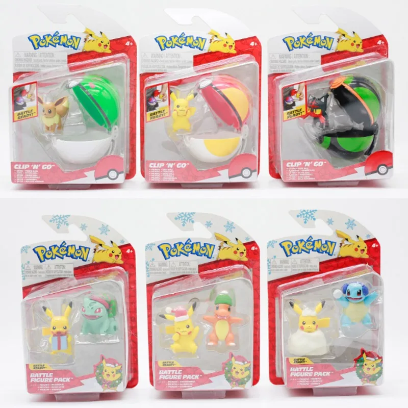 مجموعة شخصيات أنمي بوكيمون للقتال: بيكاتشو، ليتن، إيفي، كرة بوكيمون، نماذج ألعاب، مجموعة تذكارية، هدايا للأطفال
