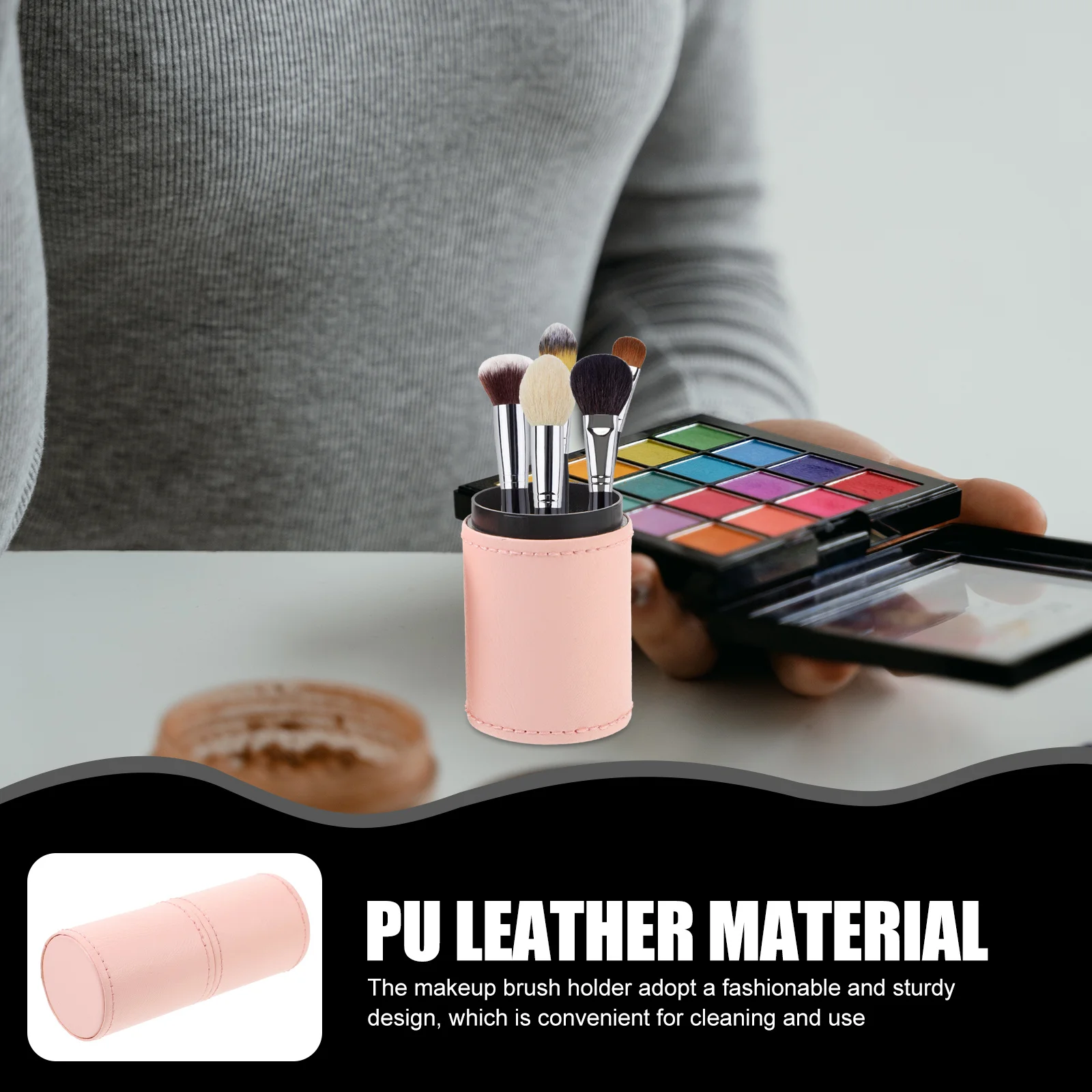 

Desktop Organizer Makeup Brush Holder Sturdy PU Makeup Storage Box for Pens Cosmetics Toiletries Pen Holder for Home