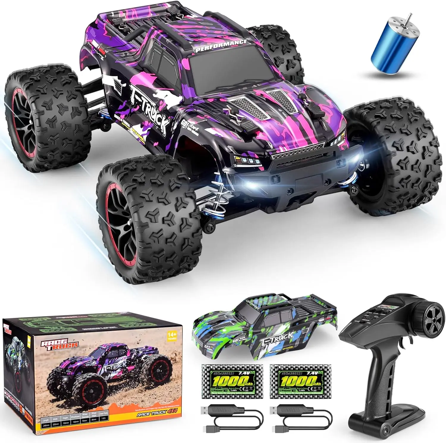 

HAIBOXING 1/18 Scale Brushless Fast RC Cars 18859A, 4WD Off-Road Remote Control Trucks 48 KM/H Speed for Adults and Kids Boys