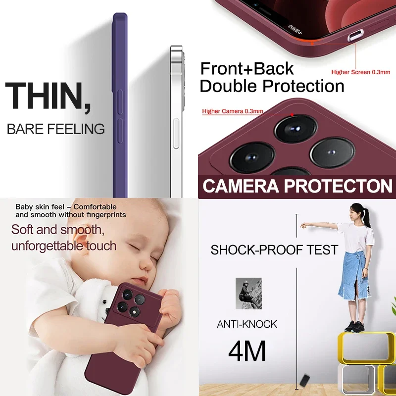 حافظة Poco X6 حافظة فاخرة من السيليكون السائل لهاتف Xiaomi Poco X6 Pro Poco X 6 Pro X6Pro Pocox6 Pro 5G غطاء خلفي مقاوم للصدمات