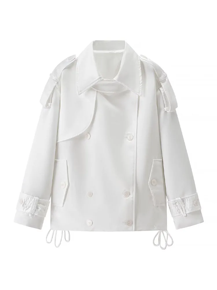 

HH женский 2025 новый модный однобортный двубортный плащ с карманами и длинными рукавами, женское зимнее повседневное уличное короткое пальто Mujer