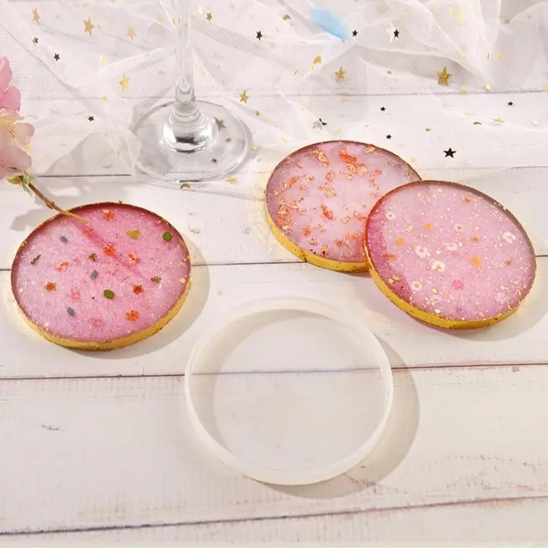 195C 2 Pcs Jewelry Decorative Making Epoxy Mould Round Square Mug Pad Resin Casting Silicone Mold Crystal Agate Mold