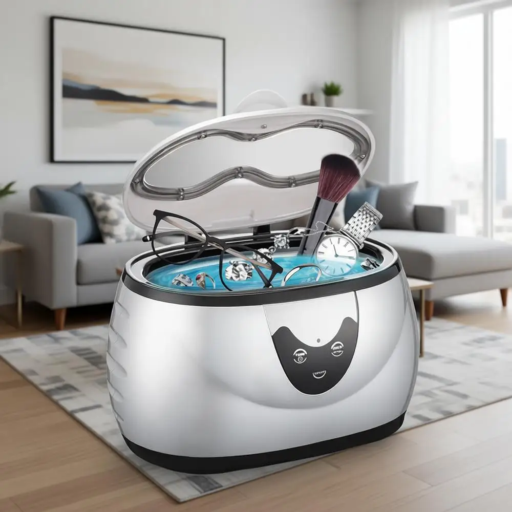 

Профессиональный ультразвуковой очиститель для зубных протезов, капп, брекетов, зубных щеток, ювелирных изделий и часов с таймером — идеальный подарок на Рождество