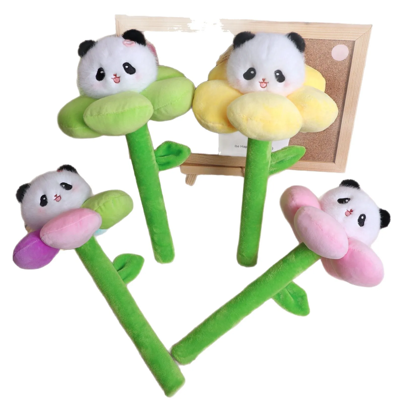 크리 에이 티브 팬더 꽃 플러시 장난감 귀여운 카와이 팬더 롤리팝 꽃 마사지 꽃 인형 박제 장난감 어린이 장난감