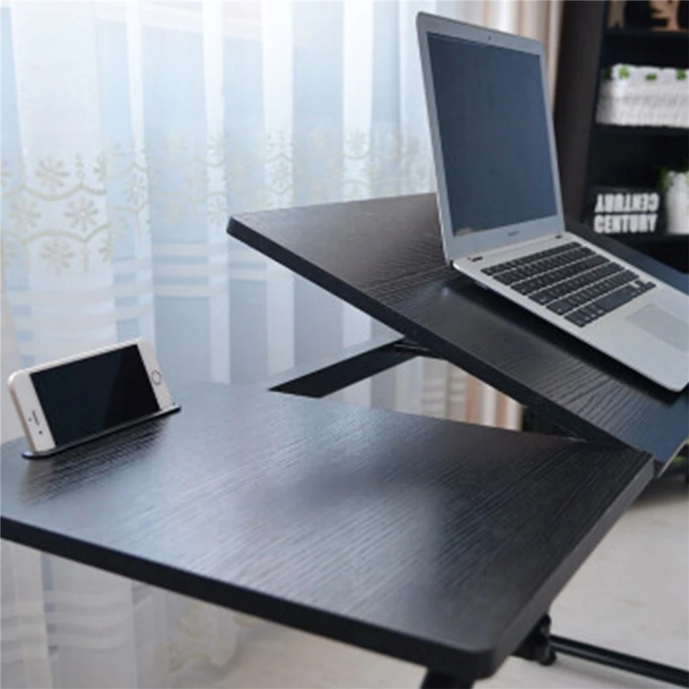 Cross Bed Desk with Wheels, Mobile Laptop Desk, Expandable Adjustable Desk