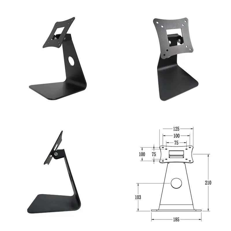 for New Black Desktop Mount LCD Stand with Tilt Function, Metal/Iron Construction for 7-32 Screen Size, VESA 75/100mm