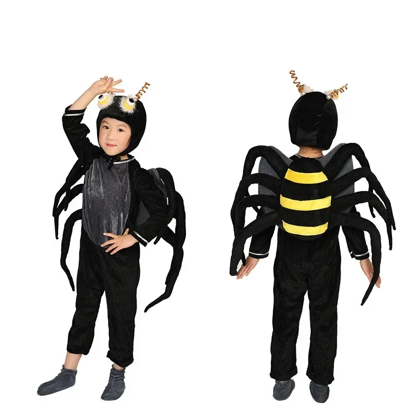 Boy Girl Animal Wolf Tiger Lion Spider Cosplay Costume Kids Cartoon Animal Performance Costume Halloween Party Cosplay Jumpsuit