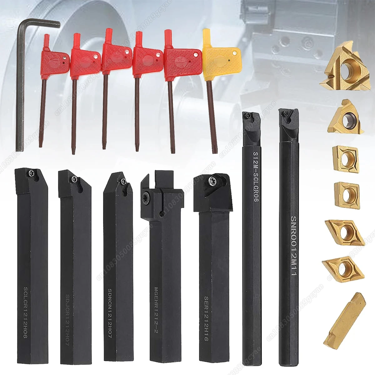 

1 Set 10mm/12mm Shank Lathe Turning Tool Holder Boring Bar Lathe Tool Lathe Cutter CNC Metal Turning Rod Holders and Inserts