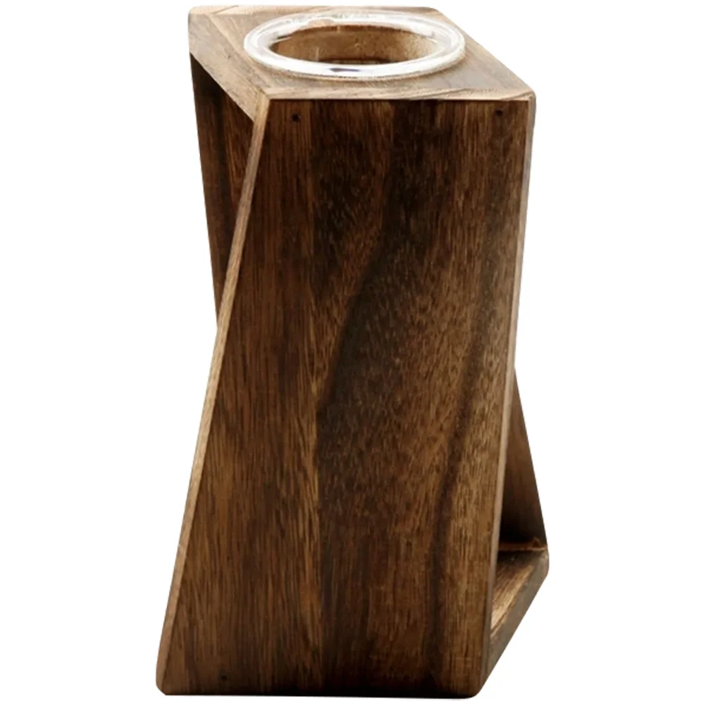 

Wooden Glass Planter Propagation Station Hydroponic Air Plants Holder Table Terrarium Flower Stand Vase for Home Office Bedroom