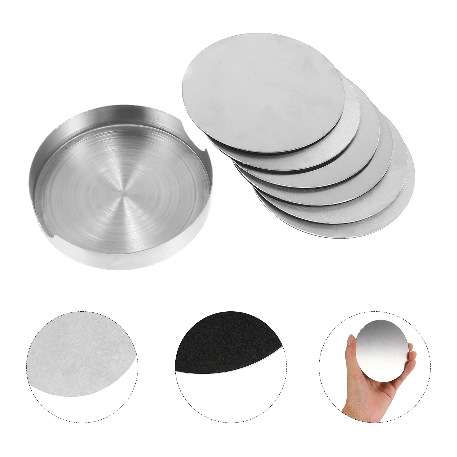 1 conjunto de porta-copos isolados, redondo, resistente ao calor, tapete de copo, proteção de mesa, tigela, almofada antiderrapante de aço inoxidável