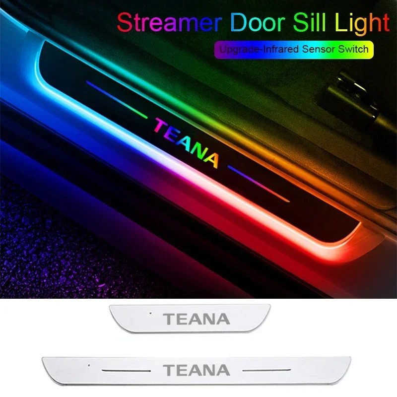 

For Nissan Teana Acrylic Car Front Rear Threshold Streamer Light USB Charging LED Welcome Pedal Pathway Lamp Decoration