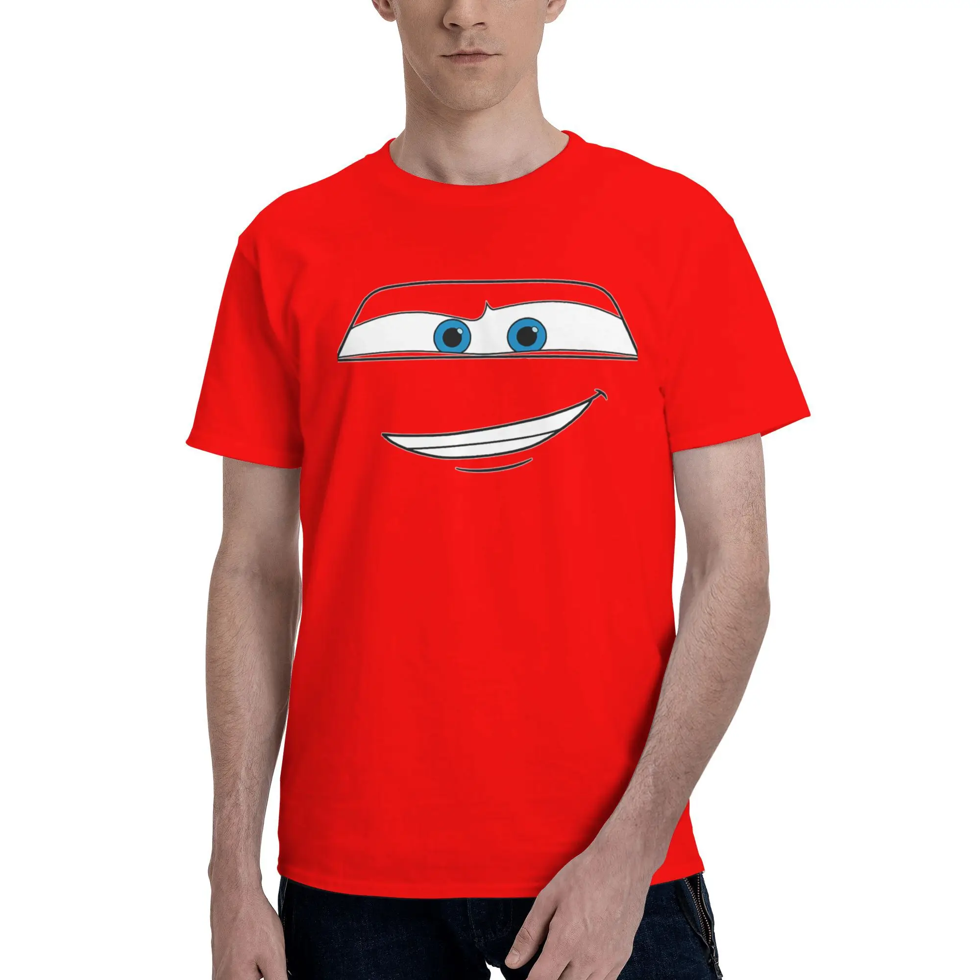 

Lightning McQueen Cartoon T-shirt Men Graphic T Shirts Short Sleeve Racing Tshirts Cotton Tee Tops Clothing