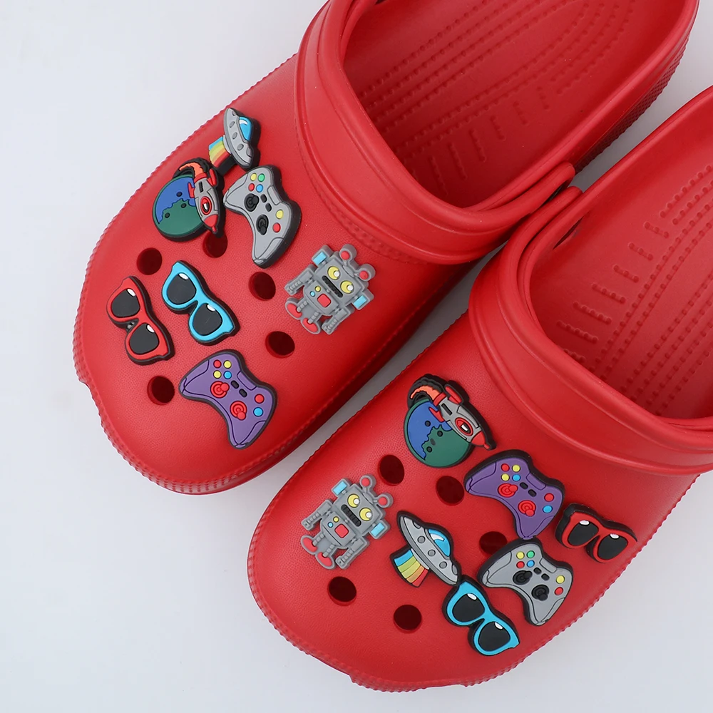 7 Pieces Shoe Крокросы Charms Decorations Pvc Cartoon Game Controller Shoe Accessories Glasses Ornament New Year Kids Party Gift