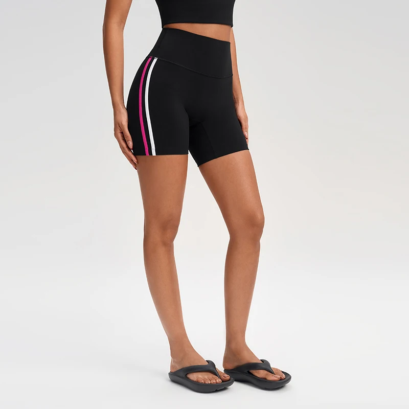 Yoga Shorts Pants With Double Stripes On The Sides High Waist Tummy Control Gym Fitness Leggings For Women Pants Outdoor Fitness