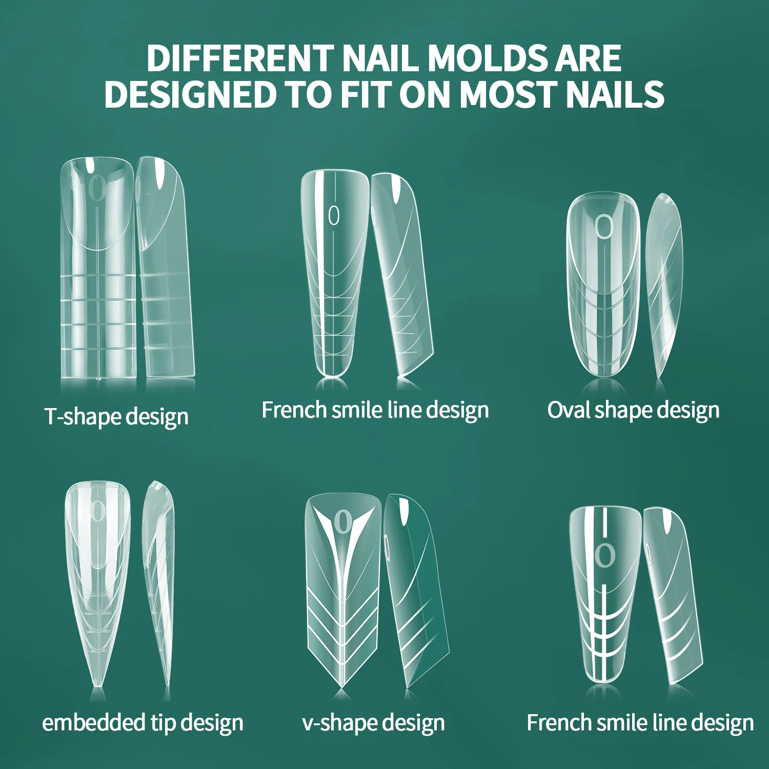 Nailpop 6in1 French Nail Dual Form 360pcs 6 Shapes Reusable Gel Nail Extension Molds Manicure Tool  DIY Nail Art Salon Creation