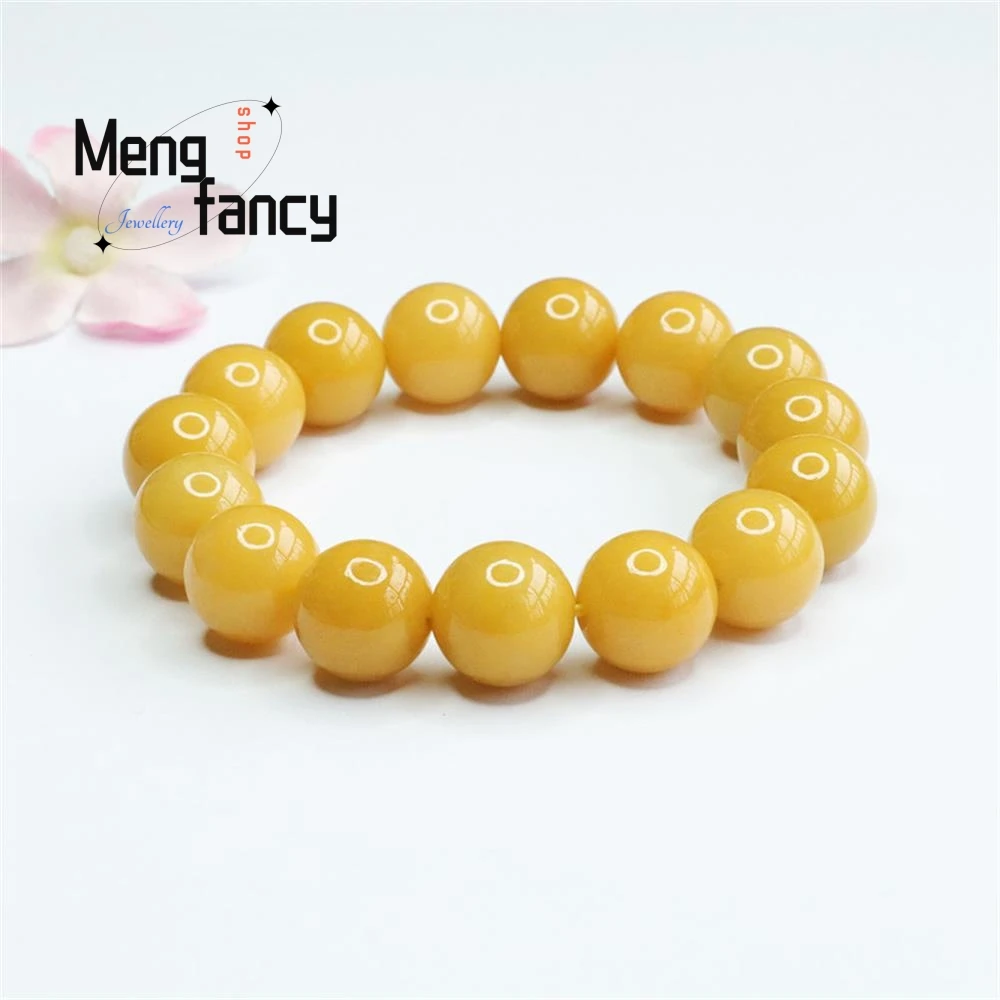 

Natural Jadeite A-goods Yellow Jadeite String Chicken Oil Yellow Jade Bracelet Exquisite Elegant High-grade Fashion Fine Jewelry