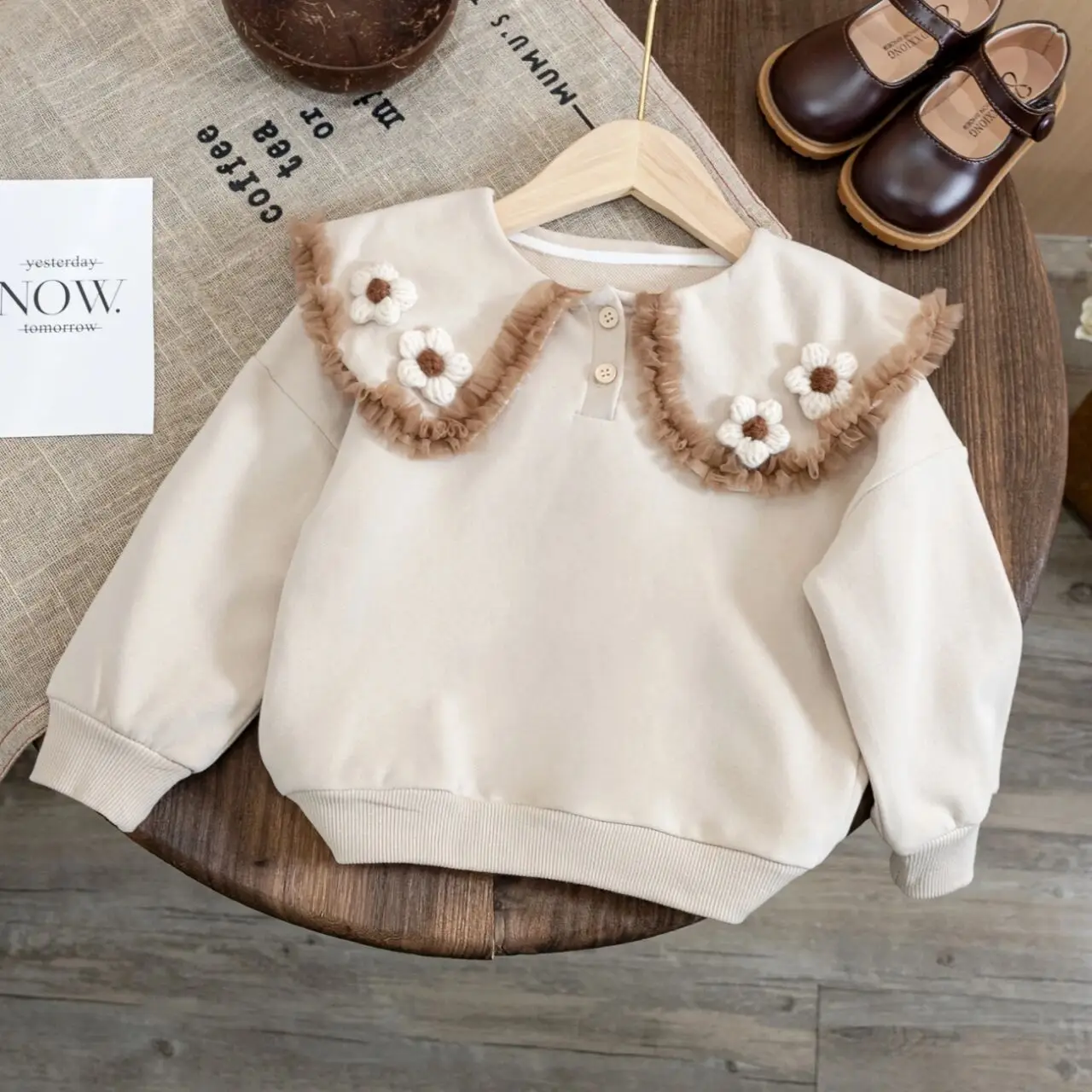 

Girls' Sweater Spring and Autumn New Korean Edition Children's Long Sleeve T-shirt Baby Stylish Hooded Casual Top