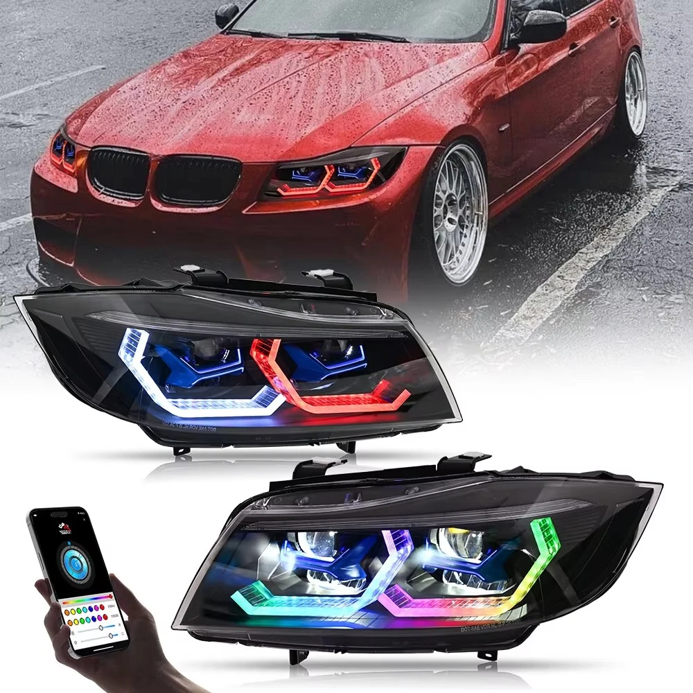 For 3 Series E90 E91 2005-2012 RGB LED Headlight Xenon Halogen Upgrade Assembly Light Headlight Replacement for bmw Headlights